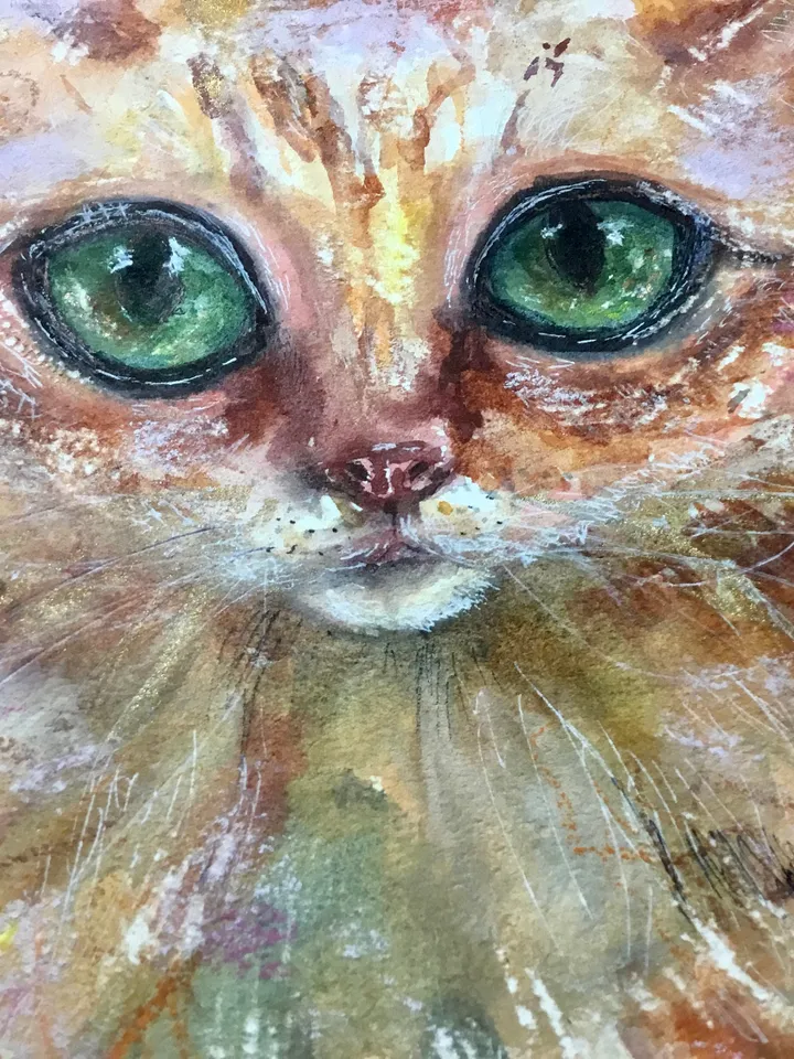 Fluffy red cat original watercolor painting,cats paintings ,animals wall art ,cat lovers gifts,kids room decoration,red cat art wall hanging