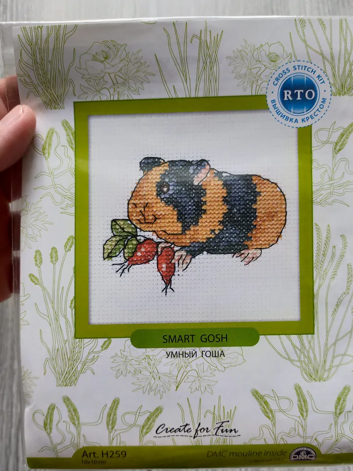 Set of 3 cross stitch kits guinea pig