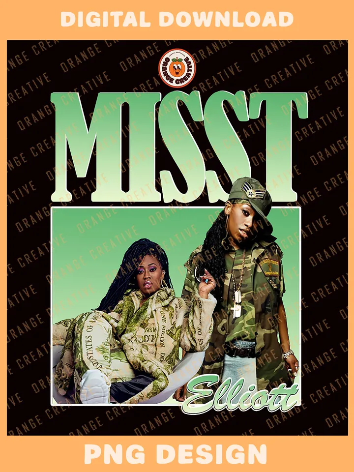 Missy Elli.ott Rapper Bootleg T-shirt PNG, 90s Bootleg Template, Graphic Missy Elli.ott PNG Files, Custom Bootleg Rap Tee, Digital Download