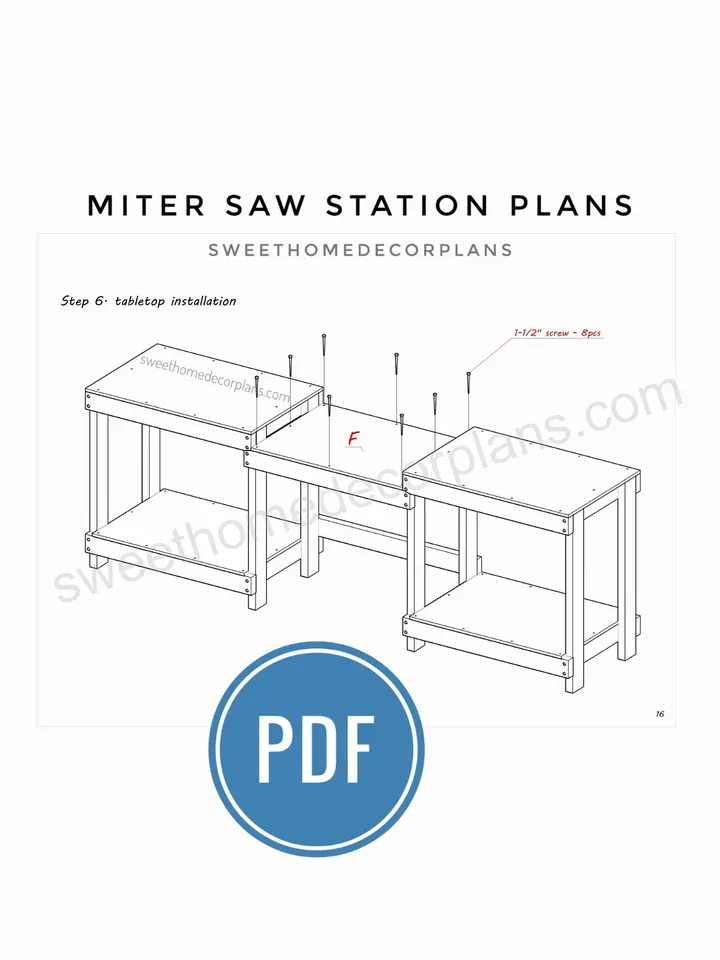 Diy miter saw station plans pdf for woodworking. Workbench craft saw table for woodworking in garage storage. Miter station work table plans.