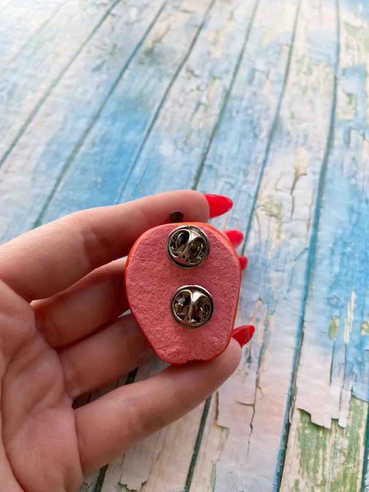 Brooch Apple with Polymer Clay
