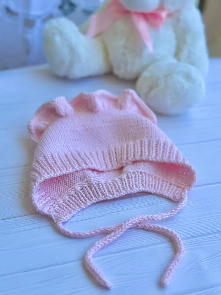 EASY PDF Newborn Bonnet with a Ruffle Seamless Knitting Pattern – Comfort for Your Newborn with video ENG