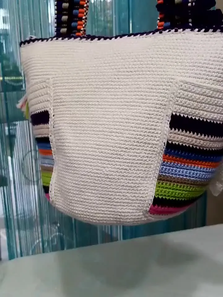 Handmade whiete bag Colorful crochet bag Crochet festival bag Unique crochet bag Crochet bag small Shoulder small bag Cute crochet bag