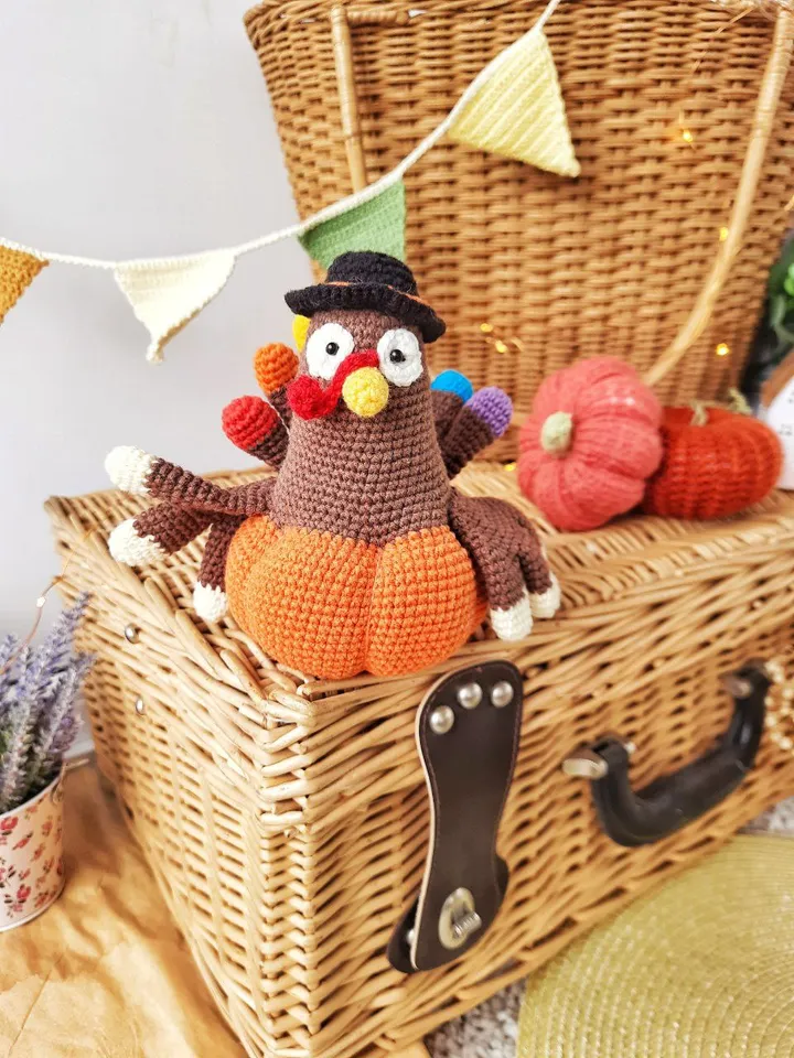 Stuffed turkey toy original gift for best friends. Thanksgiving Day home decor