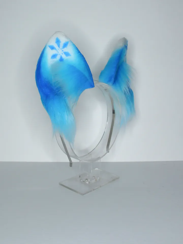 Cryo Genshin Impact faux fur cat ears on headband