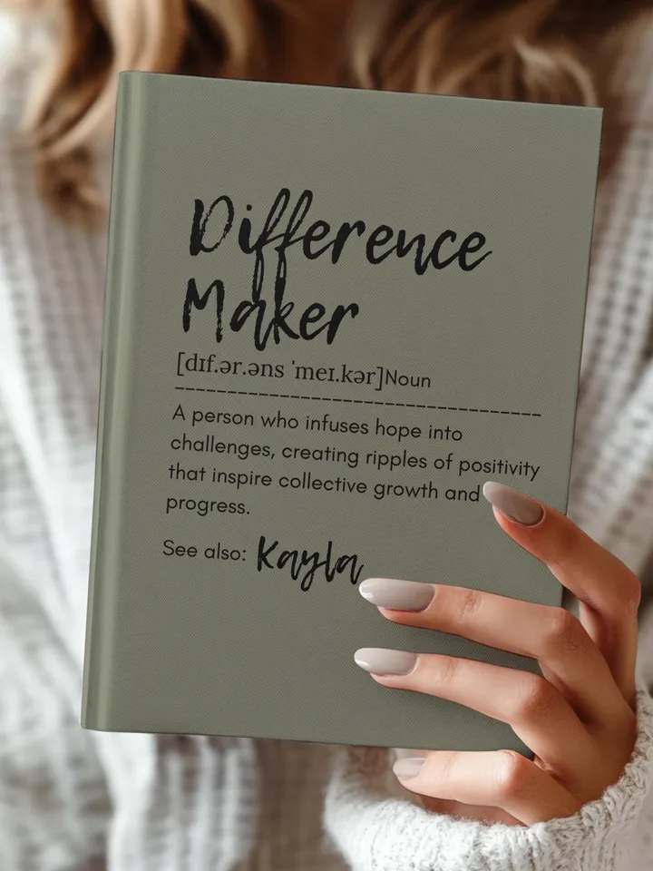 Personalized Difference Maker Journal with your name;  Difference Maker Definition Gift; Custom Coworker Gift Employee gift Mentor Leader