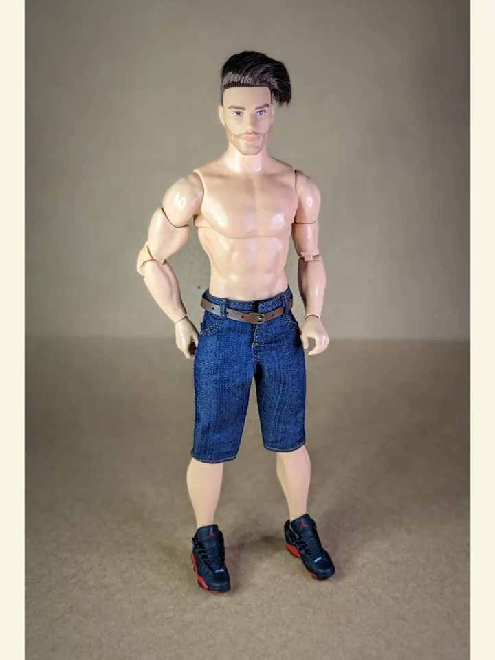 Classic denim shorts for 1/6 scale fashion male doll (Muscular Body or FR Homme, Poppy Parker)