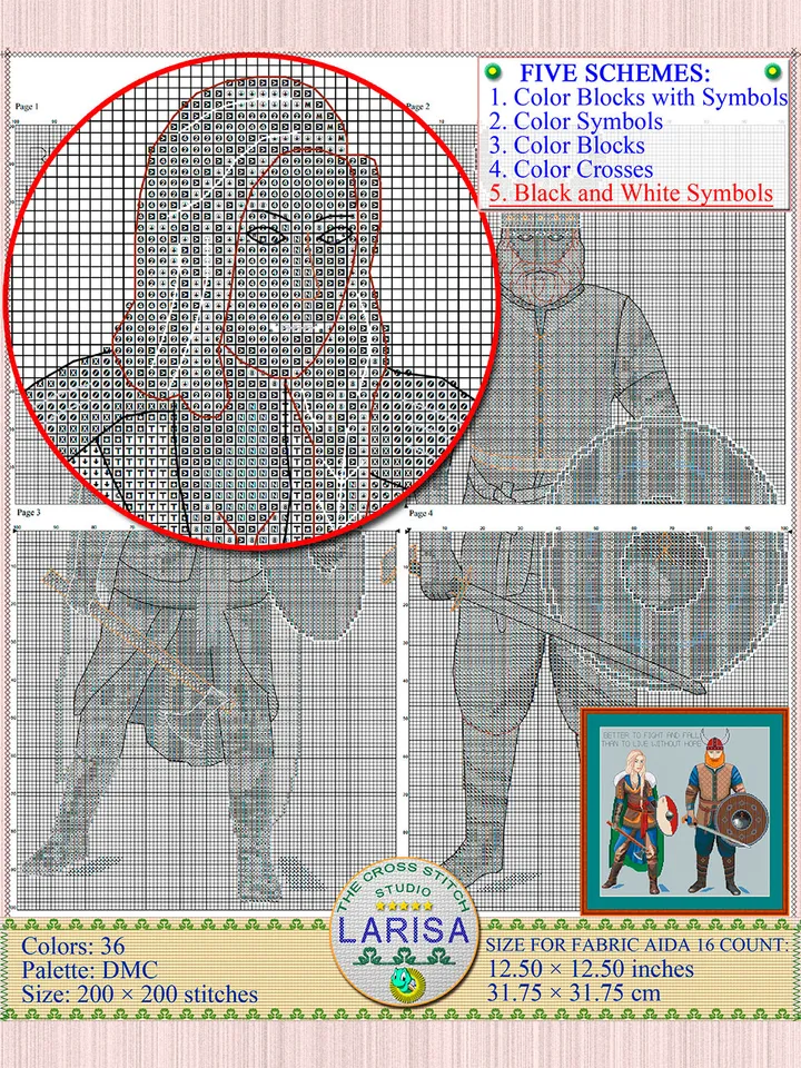Vikings Cross Stitch Pattern | Viking Warriors | Konung