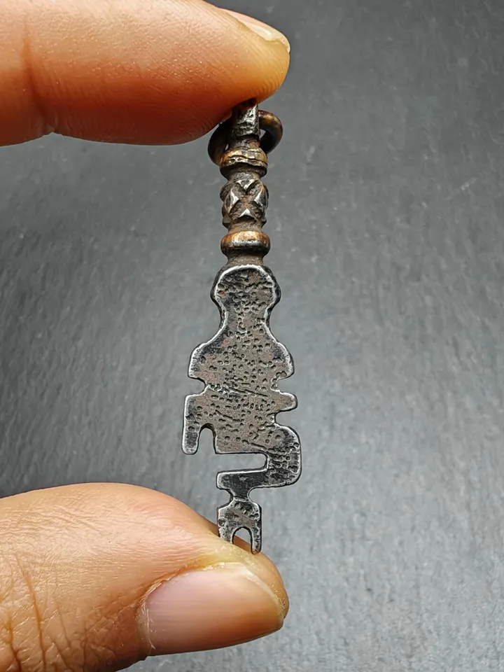 Antique Tibetan Amulet,The Key of Heart Pendant, Gandhanra Handmade Himalayan Style Pendant,Lucky Charm,Made of Cold Iron