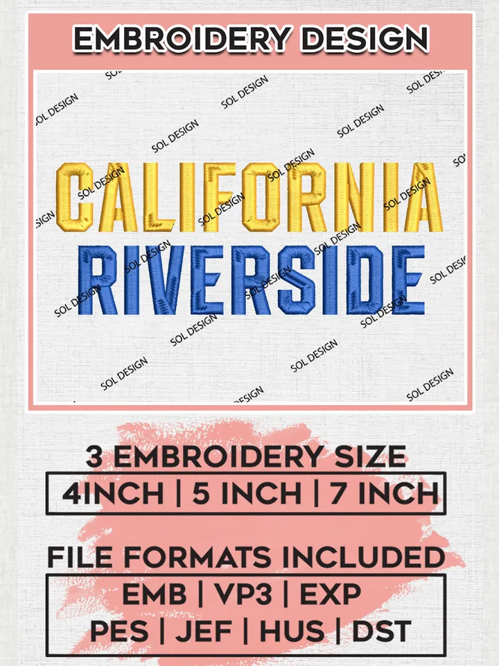 NCAA California Highlanders Team Logo Embroidery Design Files, NCAA UC Riverside Highlanders Machine Embroidery, NCAA Teams, Game Day, 3 sizes, NCAA Machine embroidery designs, Digital Download