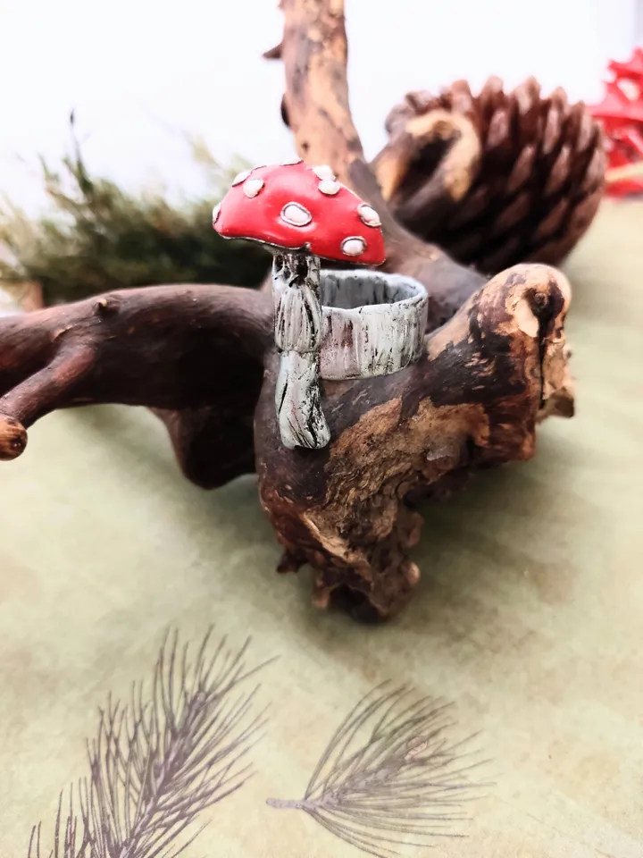 Mushroom ring, fly agaric ring, fly agaric, muscaria jewelry, red mashroom, Forest