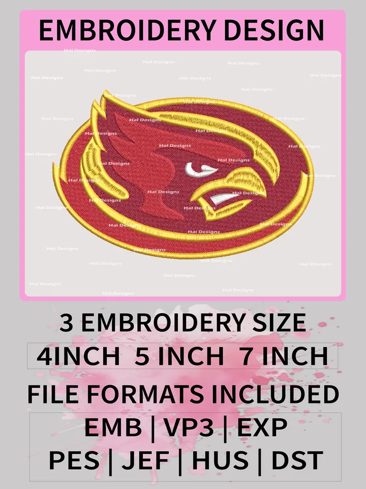 NCAA Iowa State Cyclones Embroidery Designs, NCAA Logo Machine Embroidery Files, College Team Embroidery Patterns
