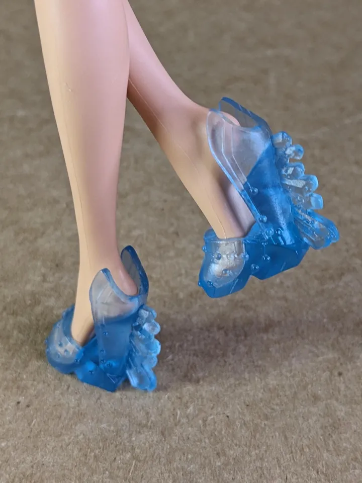 Blue transparent sandals with high heels for 10.5 inch female dolls (MH, EAH)