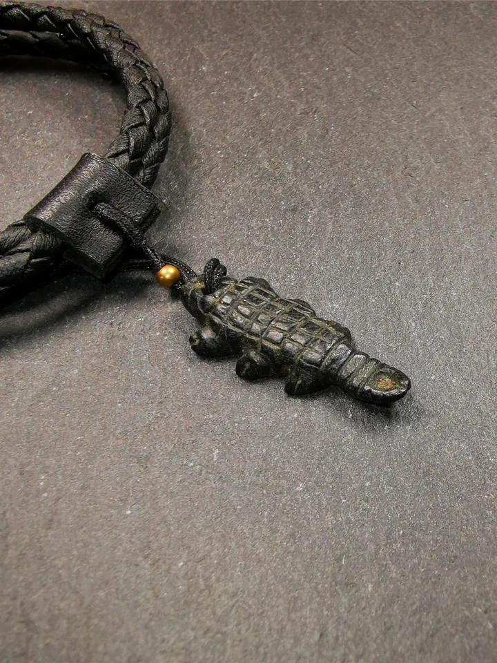 Gandhanra Handmade Tibetan Amulet,Obsidian Carved Scorpion Guru of Padmasambhava Pendant,1.3"