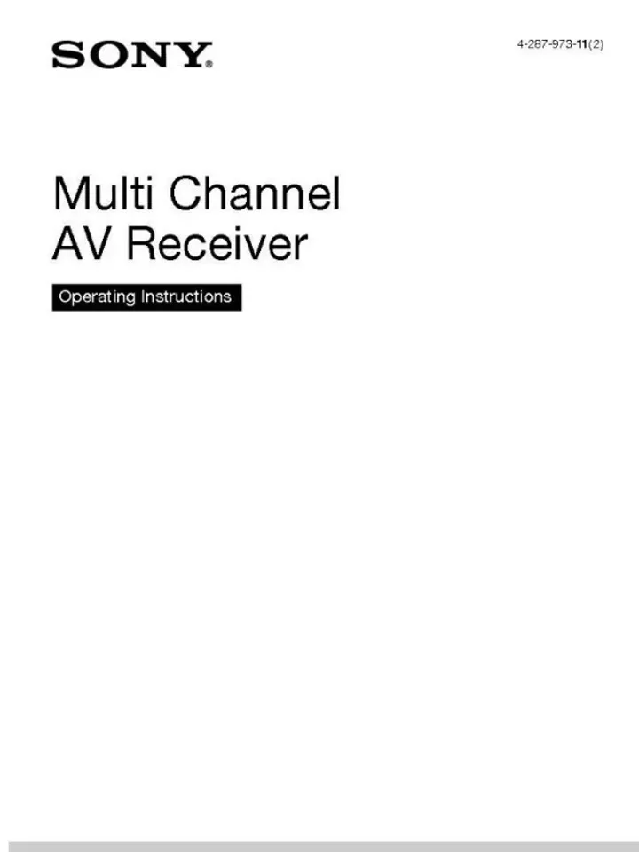 Sony STR-DA5700ES Receiver Owners Manual