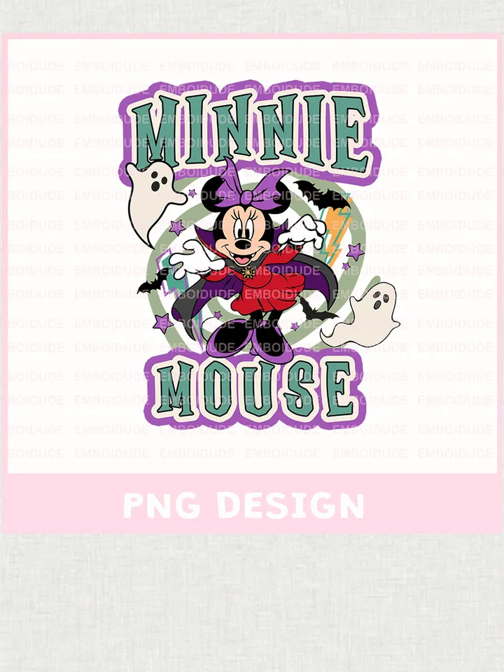 Dracula Minnie Mouse Spooky Vibes Png Designs, Trendy Cute Halloween Sublimation Png, Spooky Season Clip Art, Pumpkin Design, Digital Download