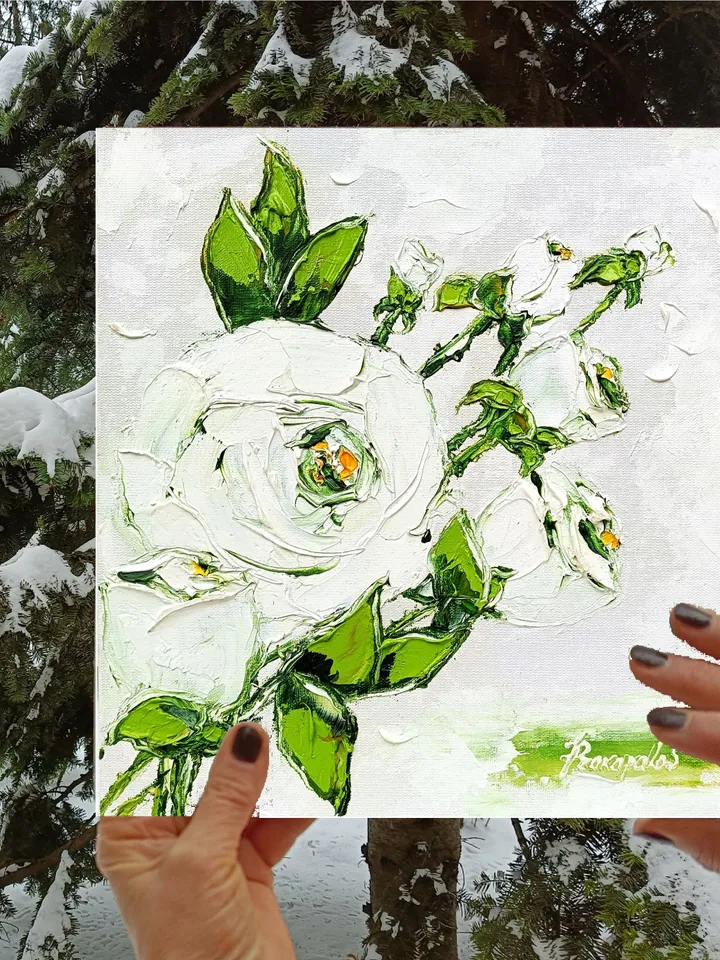 Roses Painting Floral Original Art Impasto Oil Painting Flowers Rose Artwork by ArtProkopaloSv