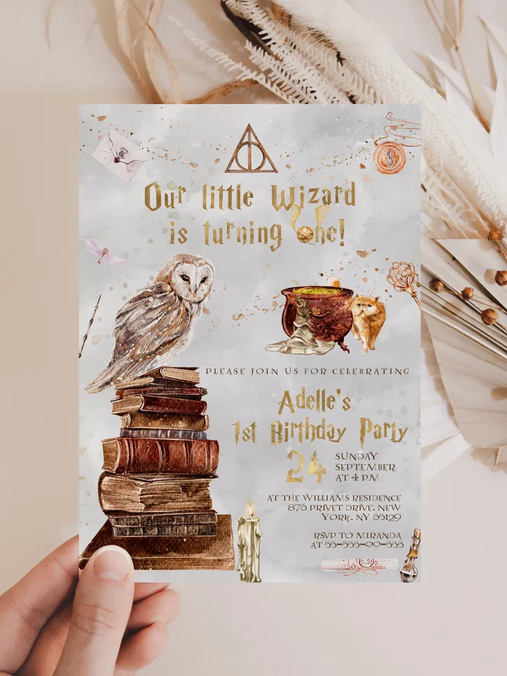 The Chosen One Invitation; Wizard Birthday Party; Magic School 1st Birthday Invitation Template; Editable Wizarding World Invitation; W8