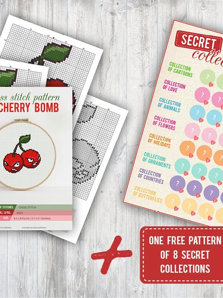 Cross stitch pattern Cherry Bomb Cross stitch pattern Plants vs Zombies PDF Format Instant Download Home decor Modern