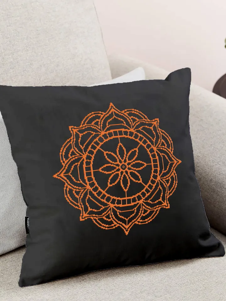Easy mandala cross stitch pattern download PDF Flower mandala digital Monochrome cross stitch Modern cross stitch chart Home decor #M80