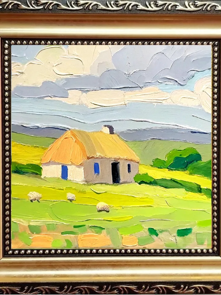 Ireland Painting Irish Cottage Original Art Landscape Impasto Oil Painting Small Impressionist Artwork Gift by ArtProkopaloSv