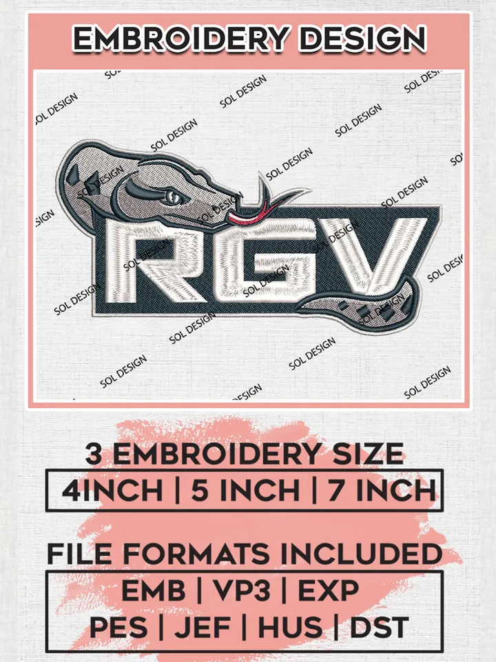 NBA RGV Vipers Basketball Team Logo Embroidery Designs, NBA G League Team Embroidery Files, Basketball Machine Embroidery Designs, NBA Rio Grande Valley Vipers Team Logo, Sport Machine Embroidery Design, Digital Download