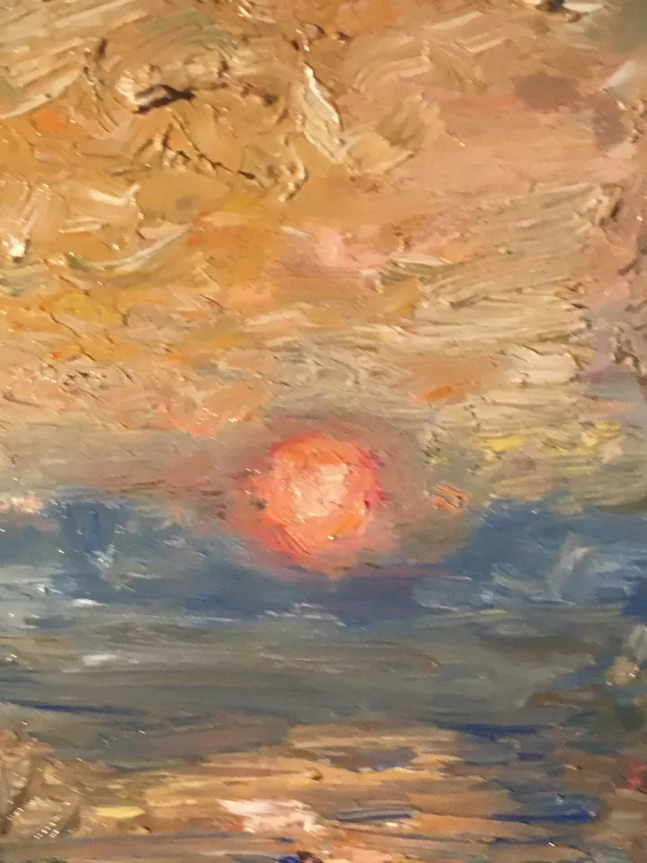 Sunset on the river,original oil painting on canvas board,landscape oil painting