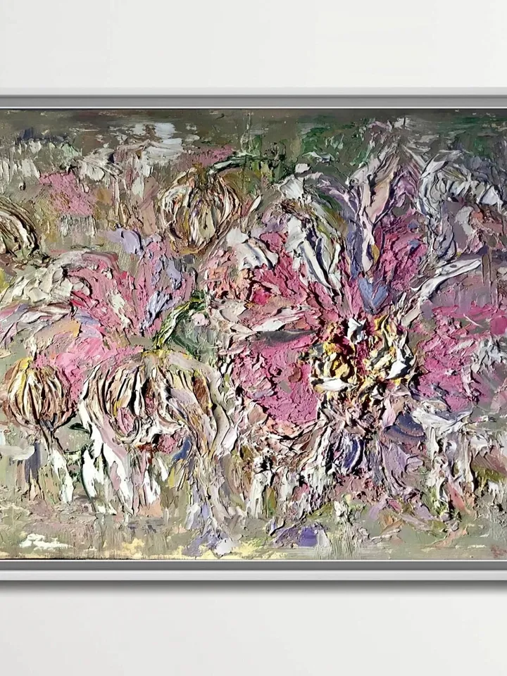 Pink orchids original heavy textured oil painting on canvas,flowers painting wall art,impasto style orchids painting,home decoration,gift.