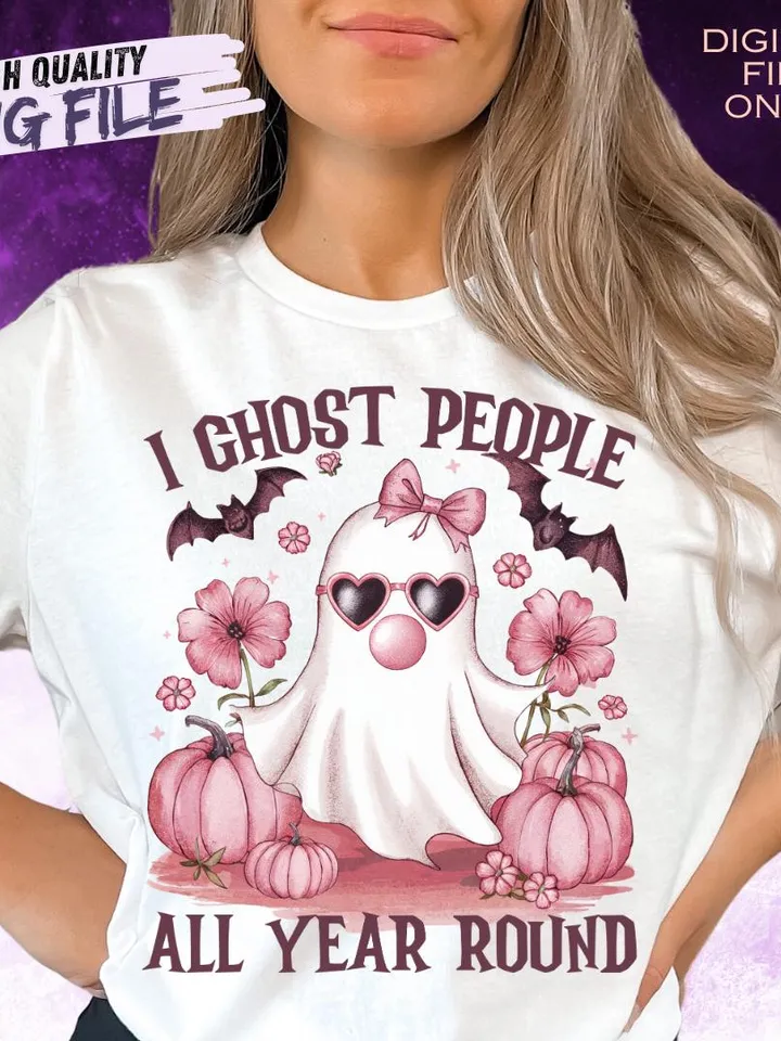 Cute Girly Ghost blowing bubble PNG Ghost People Png, Halloween Png, Cute Ghost,Retro Fall PNG Retro halloween Checkered Ghost bow png