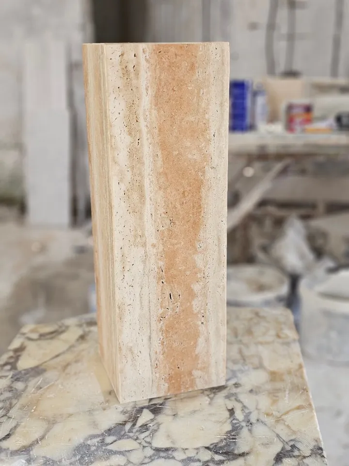 Travertine cube table,nightstand side table end table real travertine handmade and free shipping