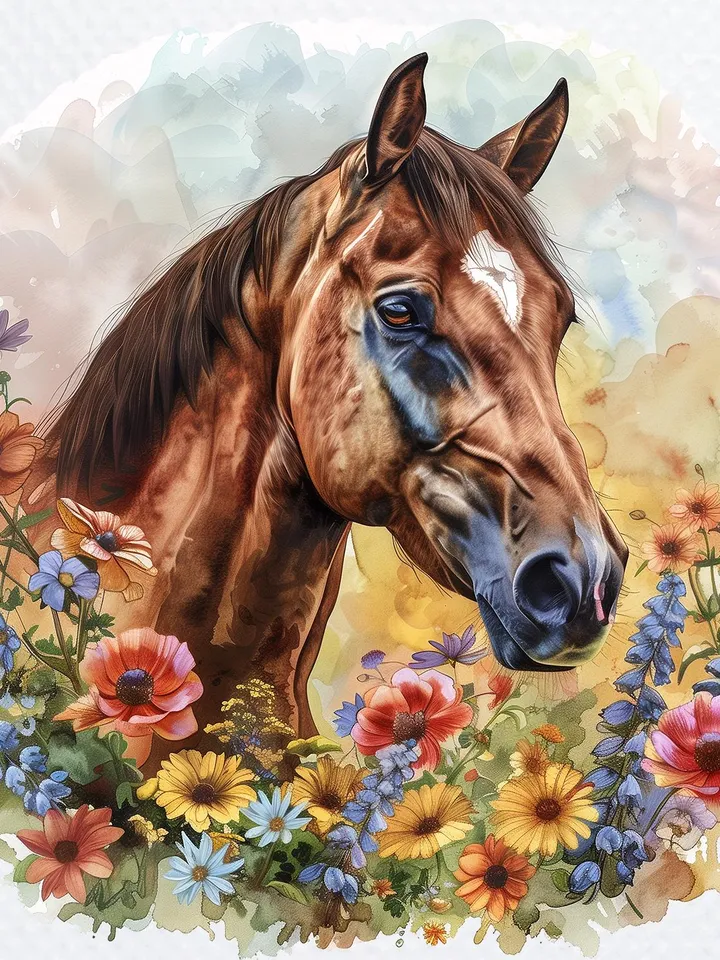 10 Floral Horses PNG bundle, Printable Watercolor Floral Horses Clipart for sublimation, Digital download, junk journals, stickers clip art