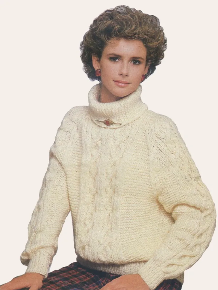 Vintage Knitting Pattern 245 Cable Sweater Pullover Women