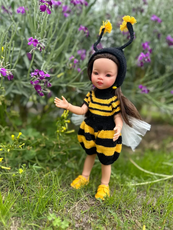 Paola Reina Doll Bee Costume Set: Exclusive Handmade Outfit - Jumpsuit, Wingsm Bee- hat, Shoes