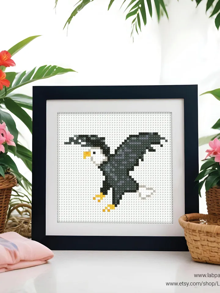 Mini Eagle bird Cross stitch pattern, contemporary, Abstract, Forest, beginner counted, modern chart, DIY, embroidery, instant Digital PDF