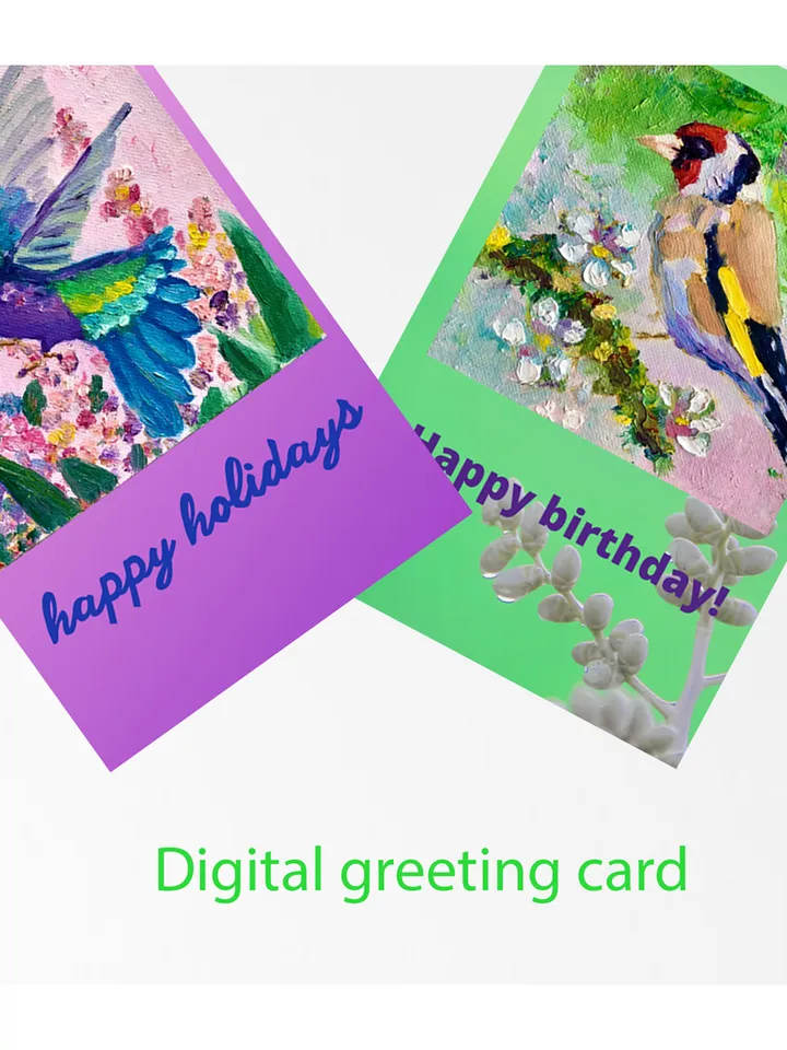 Holiday Birds Assorted Cards, Set of Greeting Cards, Cute Bird Cards to Download, Greeting E-Cards