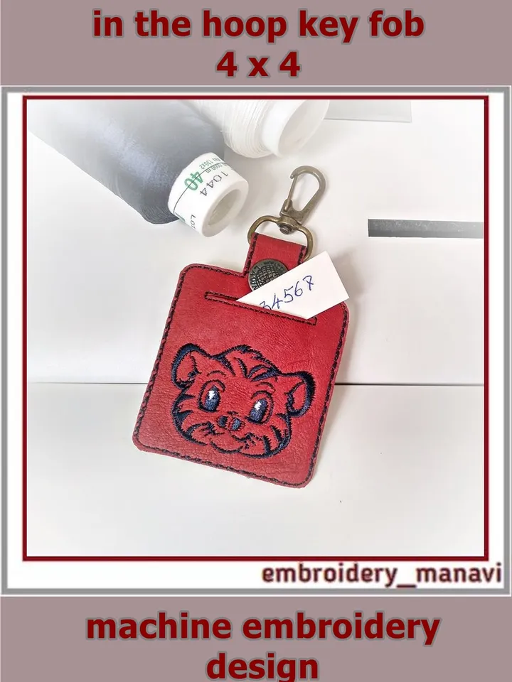 In the hoop Keychain with pocket machine embroidery design ITH