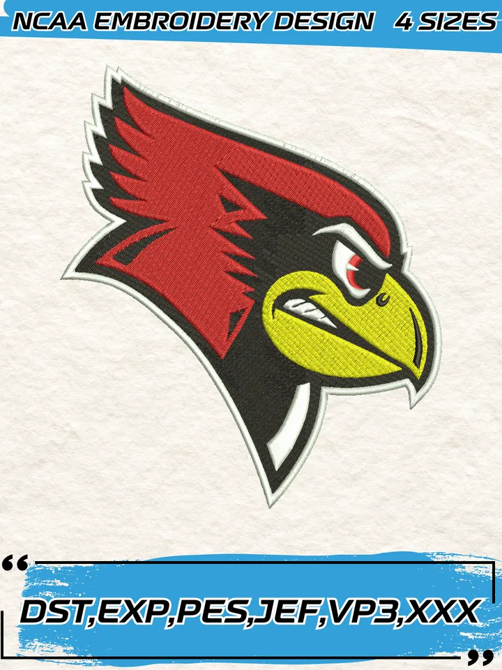 Illinois State Redbirds Mascot Embroidery Designs,NCAA Logo Embroidery Design,Machine Embroidery Design File,4 Sizes, Digital Download