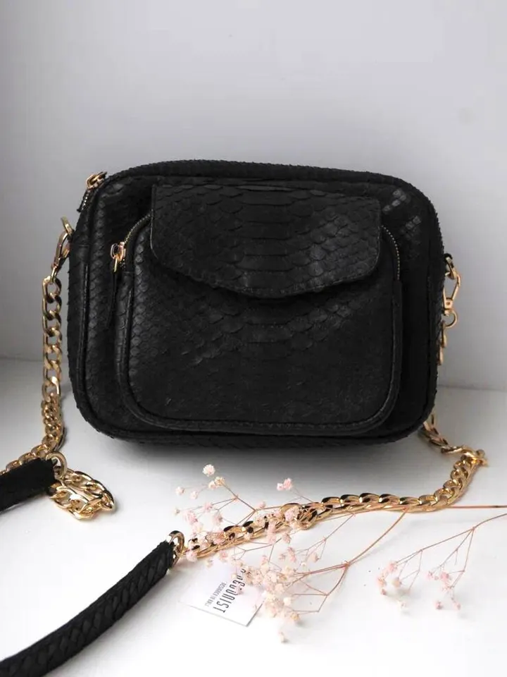 Genuine python skin crossbody sport bag with pocket | designer women leather handbag | snakeprint bag | crossbody purse | gift for her