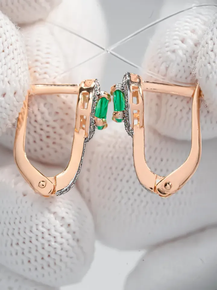 Earrings Silver gold plated 925 assay value with quartz and agate