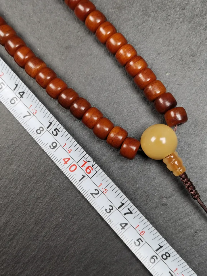 Gandhanra Handmade Tibetan Yak Bone Mala,108 Bone + Dzi Beads,Prayer Bead for Meditation,Tibetan Rosary,Diameter 10mm, Length 84cm