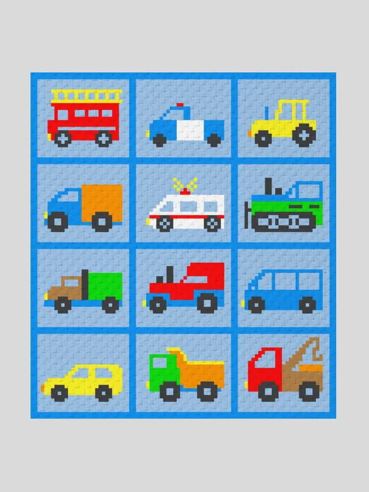 Crochet C2C Cars Collection graphgan blanket pattern PDF