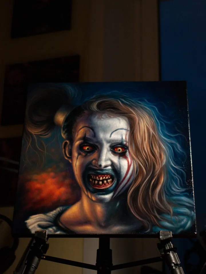 Original oil painting Little pale girl