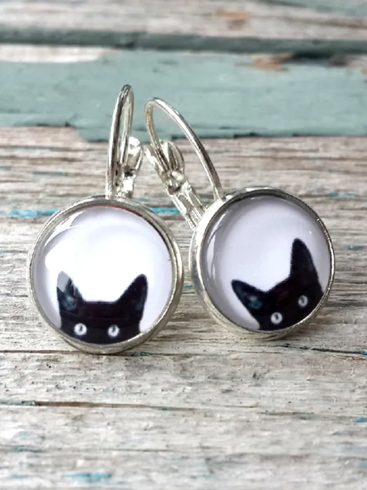 Black Cat Earrings Dangle