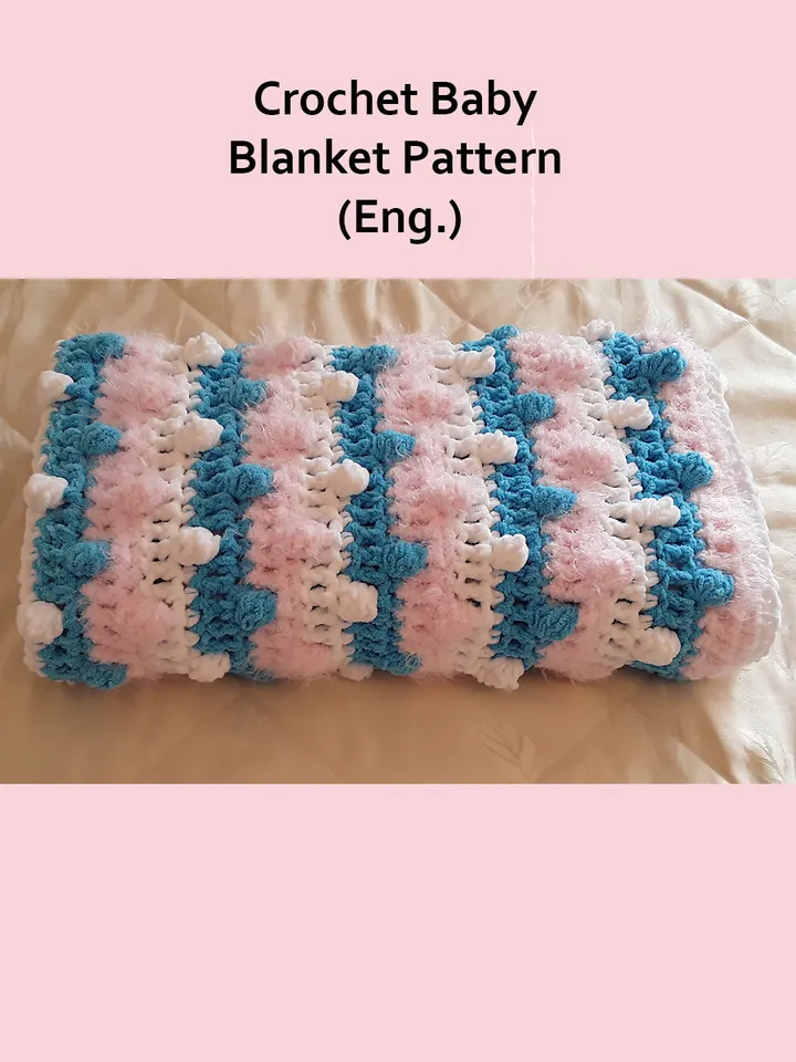 Crochet Baby Blanket Pattern, how to crochet the Bobble Stitch, Bobble Blanket Crochet Pattern, crochet pattern pdf file in English, crochet Baby gift, crochet nursery decor, handmade gift