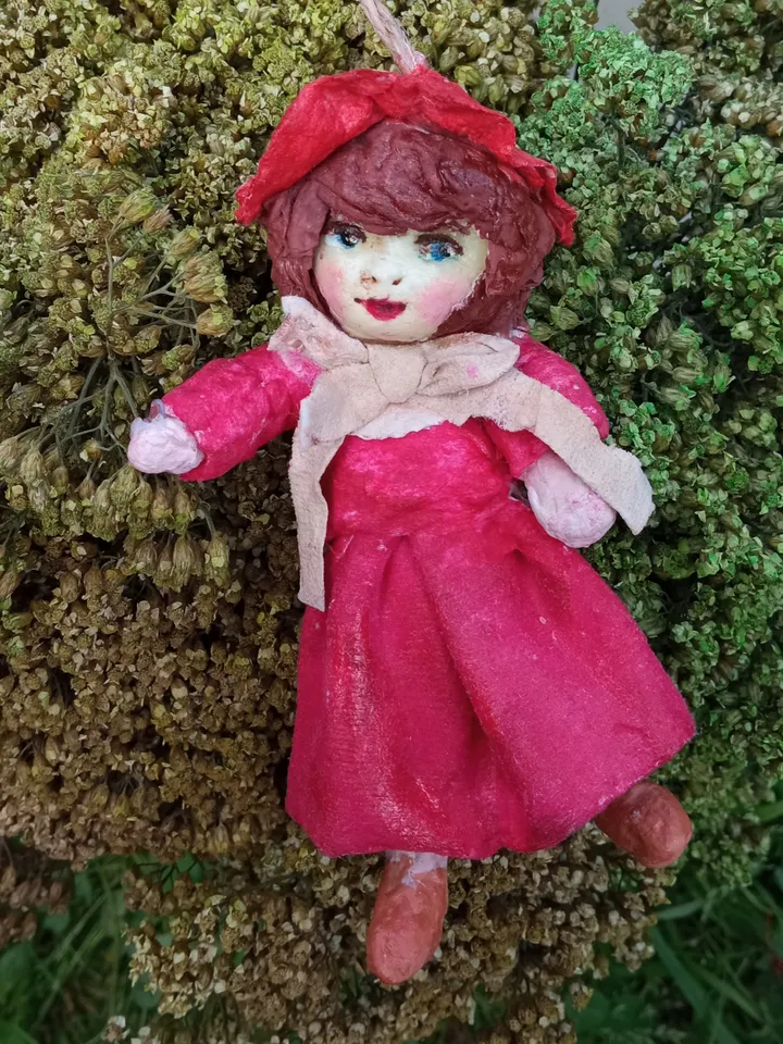 Author's handmade doll Little Red Riding Hood. Cotton toy for decorating a Christmas tree. Family souvenir for home decoration. A unique handmade gift. Made in 1 copy. Free shipping