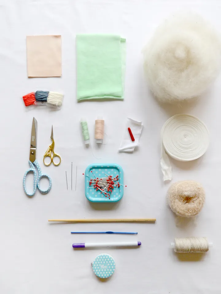 DIY Waldorf pocket doll 7 inch (18 cm) tall. PDF sewing pattern and tutorial + doll clothes patterns.