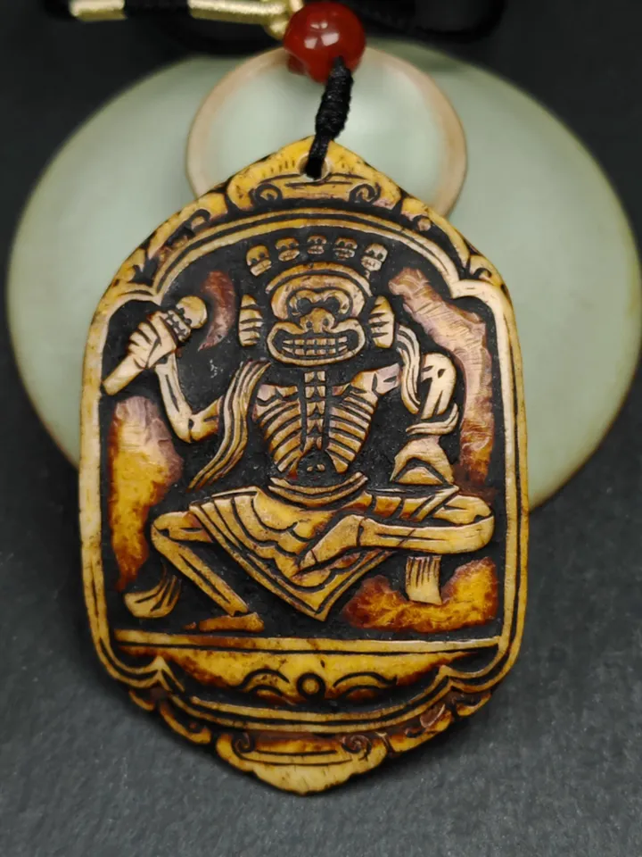 Authentic Citipati Master Kapala Pendant,Gandhanra Old Tibetan Amulet,Protective Charm,Spiritual Necklace,72mm × 58mm