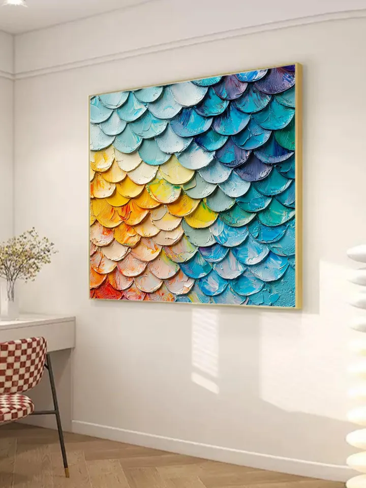 Large Textured Impasto Painting, 3D Abstract Art, Colorful Wall Art Decor, Modern Original Painting, Rainbow Palette Knife Art, Office Decor