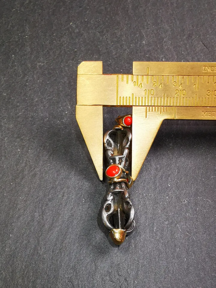 Gandhanra Tibetan Buddhist Amulet,Five-pronged Dorje Vajra Pendant with Leather Chord,Made of Cold Iron,1.77&quot;
