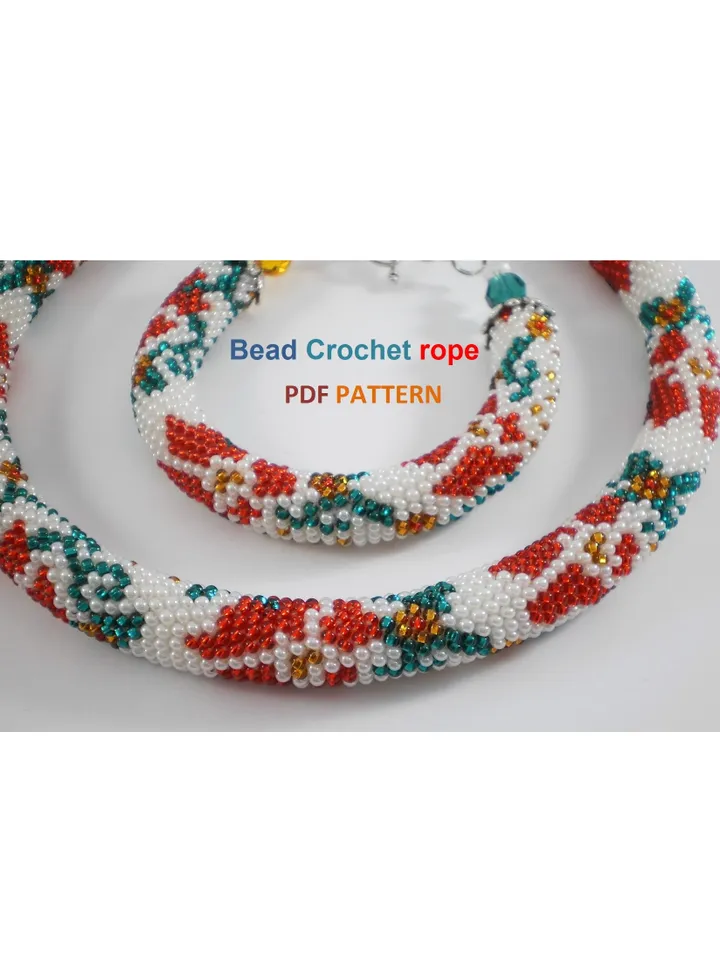 Bead Crochet rope pattern "Moldoveanca" necklace and bracelet Instant Download